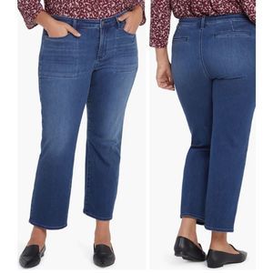 NYDJ Piper Relaxed Crop Straight Wide Leg Denim Jeans Women’s Plus Size 14W 14